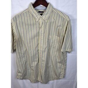Chaps Men's Large Yellow Striped Short Sleeve Button‎ Down Shirt